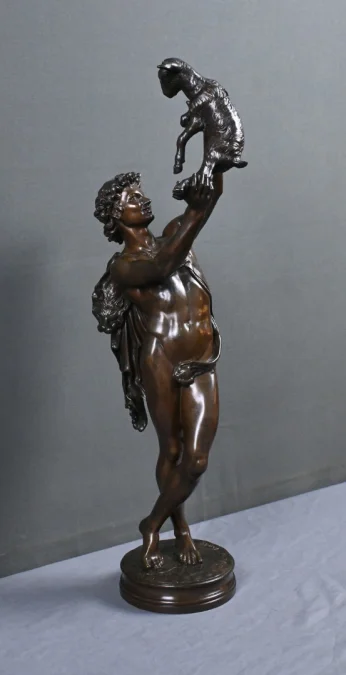 Important Bronze « Faune jouant avec un Chevreau » signé Gumery – 2ème partie XIXe