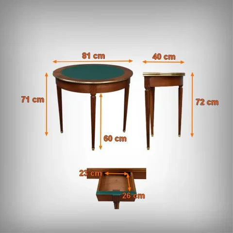Table à Jeux Demi-Lune en Acajou, style Louis XVI – Début XXe