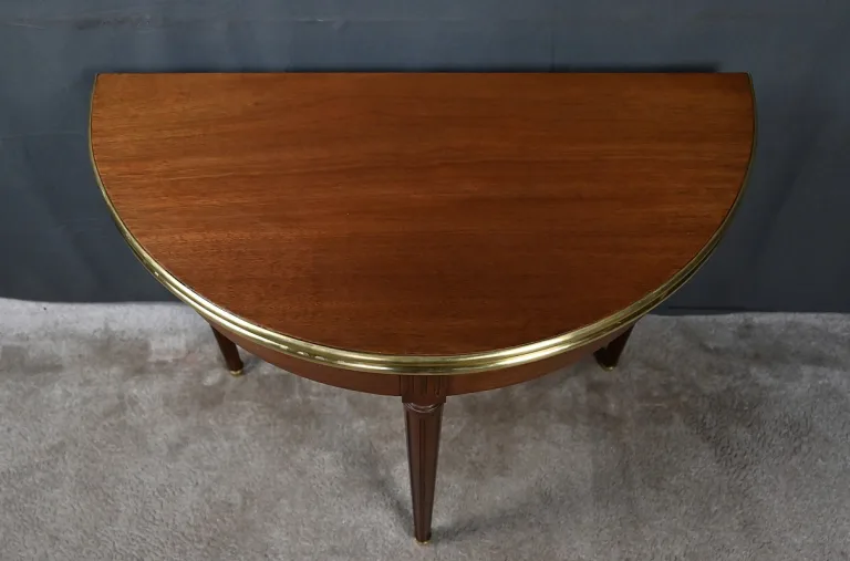Table à Jeux Demi-Lune en Acajou, style Louis XVI – Début XXe