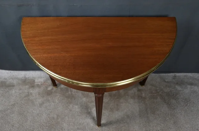 Table à Jeux Demi-Lune en Acajou, style Louis XVI – Début XXe