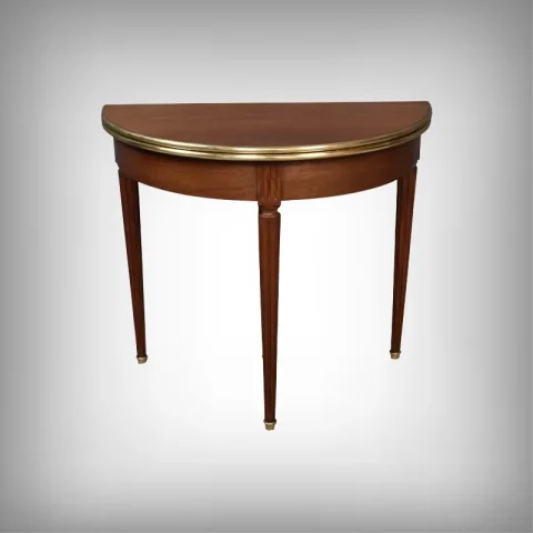 Table à Jeux Demi-Lune en Acajou, style Louis XVI – Début XXe