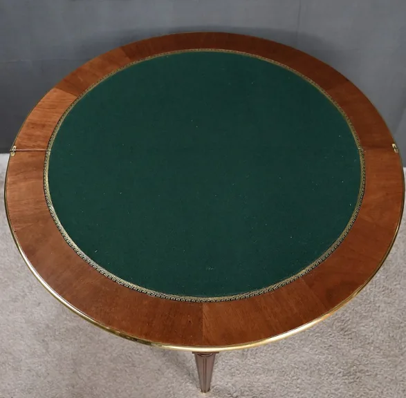 Table à Jeux Demi-Lune en Acajou, style Louis XVI – Début XXe