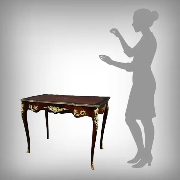 Table-Bureau en Palissandre, Bois de Rose et Acajou, style Louis XV – Début XXe