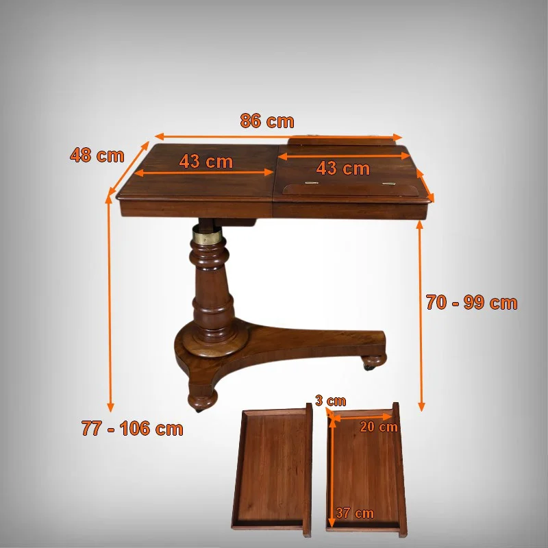 Table de Lecture en Acajou, époque Victorienne, Angleterre – Milieu XIXe