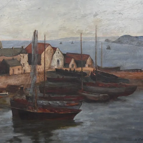 Tableau « Le Port de Camaret », Huile sur Toile, signé H. Callot – Début XXe