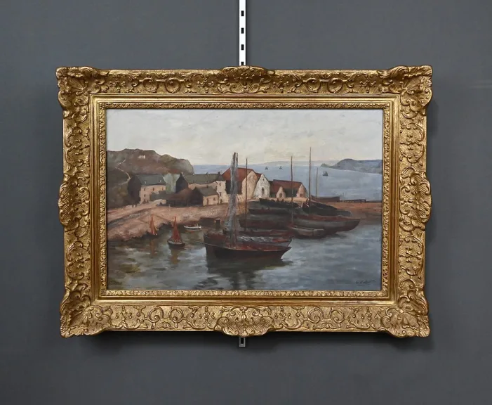 Tableau « Le Port de Camaret », Huile sur Toile, signé H. Callot – Début XXe