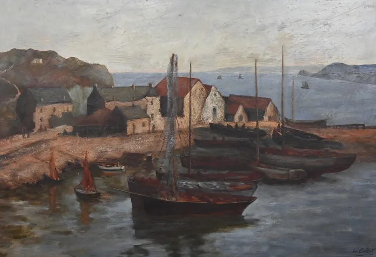 Tableau « Le Port de Camaret », Huile sur Toile, signé H. Callot – Début XXe