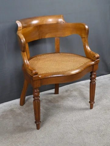 Walnut Desk Armchair, Louis-Philippe Period – First Half of the 19th Century