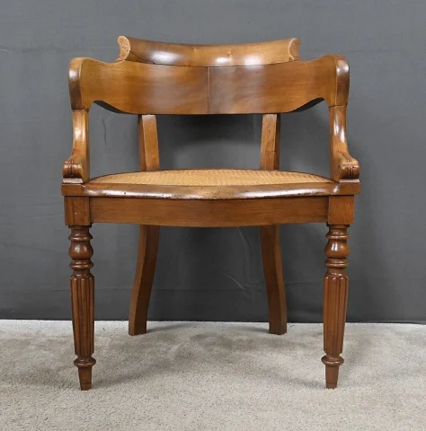Walnut Desk Armchair, Louis-Philippe Period – First Half of the 19th Century
