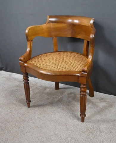 Walnut Desk Armchair, Louis-Philippe Period – First Half of the 19th Century