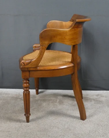 Walnut Desk Armchair, Louis-Philippe Period – First Half of the 19th Century