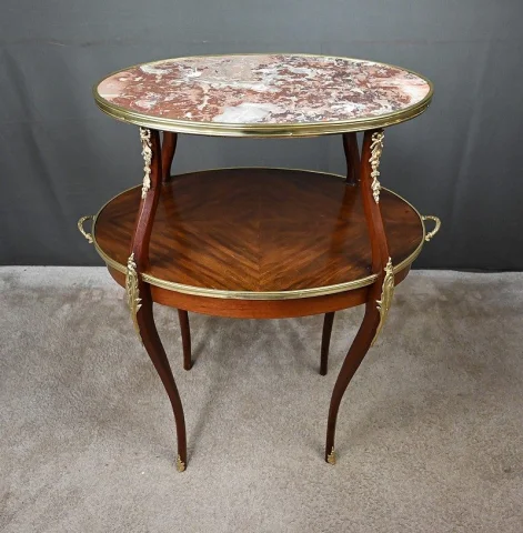 Table à Thé en placage d’Acajou, style Louis XV – Début XXe