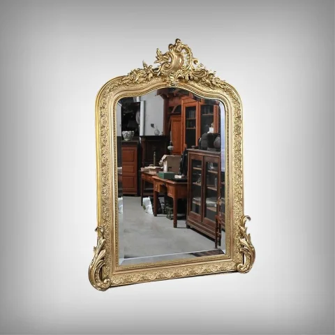 Beveled Mirror with Pediment, Louis XV style – 2nd half of the 19th century