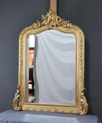 Beveled Mirror with Pediment, Louis XV style – 2nd half of the 19th century
