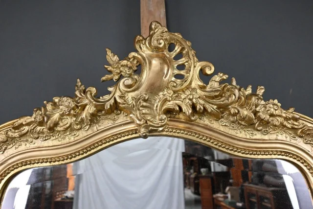 Beveled Mirror with Pediment, Louis XV style – 2nd half of the 19th century