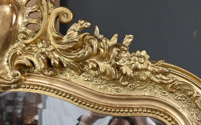 Beveled Mirror with Pediment, Louis XV style – 2nd half of the 19th century