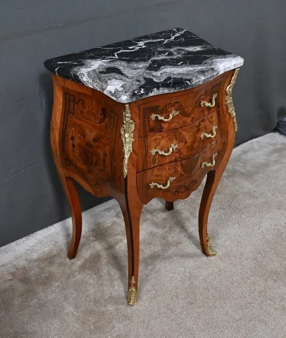Petit Meuble de Salon en Marqueterie, style Louis XV – Milieu XXe