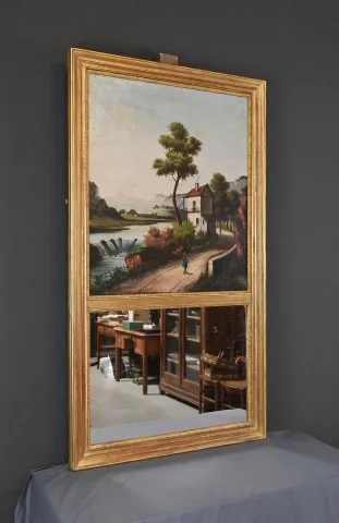 Miroir Trumeau en bois doré, style Louis XVI – 1900

金箔仕上げ木製トリュモー鏡、ルイ16世スタイル – 1900年
