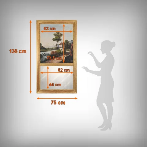 Miroir Trumeau en bois doré, style Louis XVI – 1900

金箔仕上げ木製トリュモー鏡、ルイ16世スタイル – 1900年