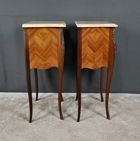 Coppia di Comodini in Marqueterie di Palissandro, Stile Luigi XV – Seconda Metà del XX Secolo