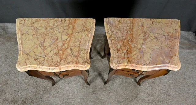 Coppia di Comodini in Marqueterie di Palissandro, Stile Luigi XV – Seconda Metà del XX Secolo