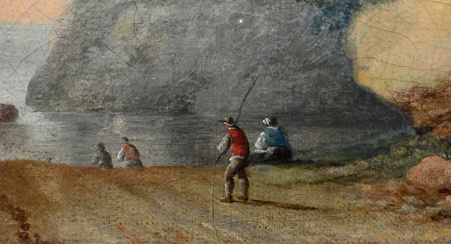 Cuadro «Chemin ouvrant sur la Mer», óleo sobre tabla, en el gusto de Jean Pillement – Finales del siglo XIX