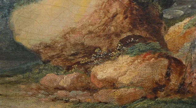 Cuadro «Chemin ouvrant sur la Mer», óleo sobre tabla, en el gusto de Jean Pillement – Finales del siglo XIX