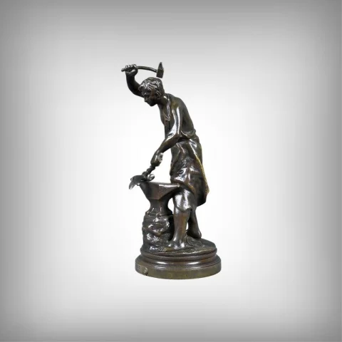 Bronze « Le Forgeron », firmado A. Gaudez – Finales del siglo XIX