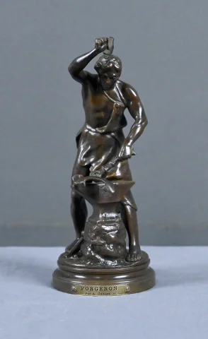 Bronze « Le Forgeron », firmado A. Gaudez – Finales del siglo XIX