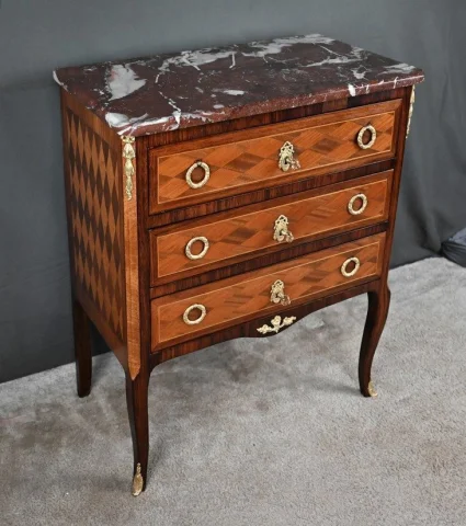Marquetry Chest of Drawers, Transition Louis XV–Louis XVI Style – Mid-20th Century — Restored