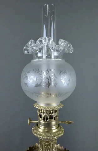Pair of Satsuma Porcelain & Bronze Oil Lamps, Japan – Late 19th Century — Very good condition