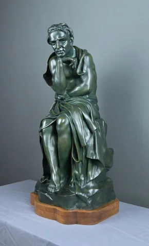 重要なブロンズ作品「考える人」シパリュス署名、アール・デコ時代 – 20世紀前半 — 非常に良好