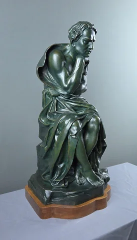 重要なブロンズ作品「考える人」シパリュス署名、アール・デコ時代 – 20世紀前半 — 非常に良好