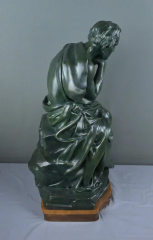 重要なブロンズ作品「考える人」シパリュス署名、アール・デコ時代 – 20世紀前半 — 非常に良好