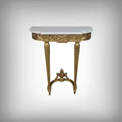 Small Console Table in Marble and Gilt Wood, Louis XVI Style – Early 20th Century