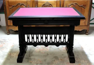 Table à Jeux en bois noirci XXeme
