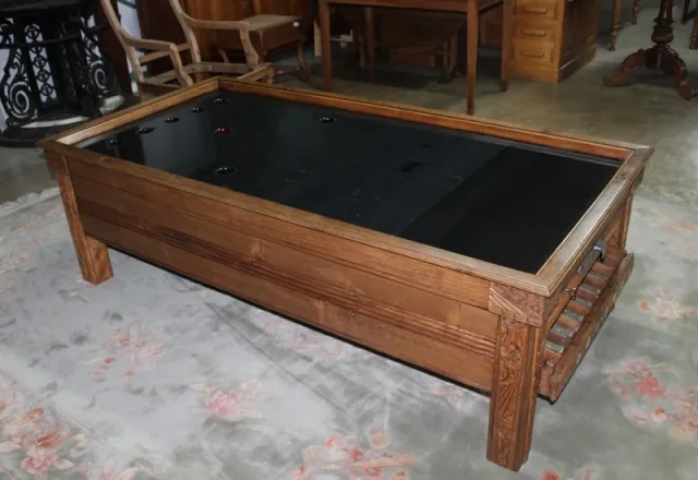 Billard en chêne mis en table basse XXe
