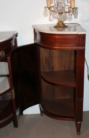 PAIR OF LOUIS XVI STYLE CORNER CUPBOARDS