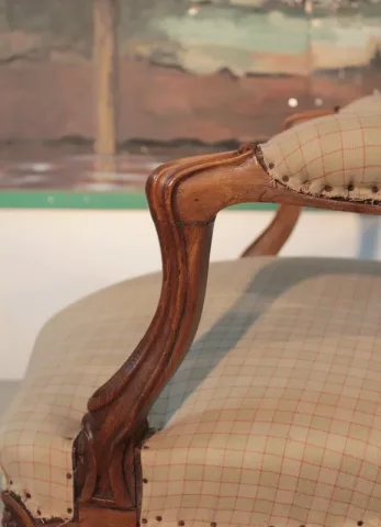 Paire de Fauteuils Louis XV en Noyer XIXeme
