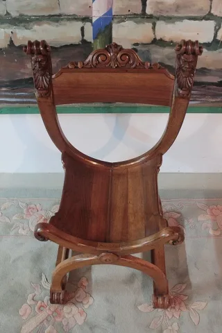 Fauteuil Curule en Noyer XIXeme