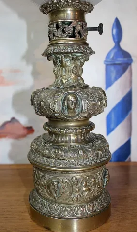 Paire de Lampes à Pétrole en Bronze XIXeme