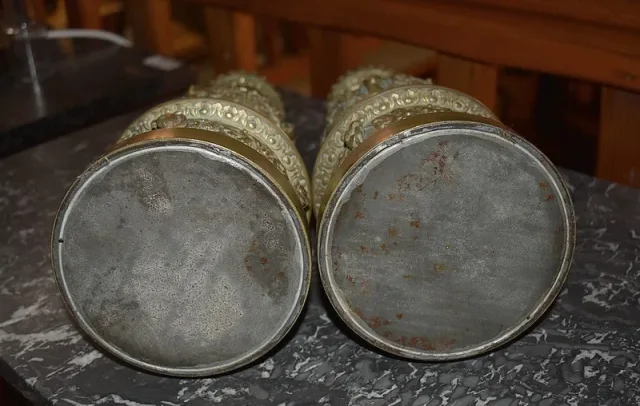 Paire de Lampes à Pétrole en Bronze XIXeme