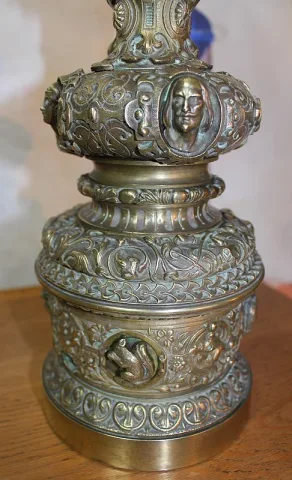 Paire de Lampes à Pétrole en Bronze XIXeme