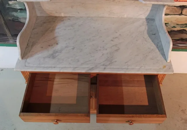 Meuble de Toilette en Hêtre avec Miroir XXeme