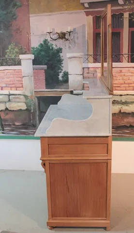 Meuble de Toilette en Hêtre avec Miroir XXeme