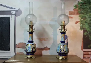 Lampes à Pétrole en Faïence XIXeme