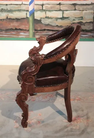 Fauteuil de Bureau style Renaissance en Chêne XIXe