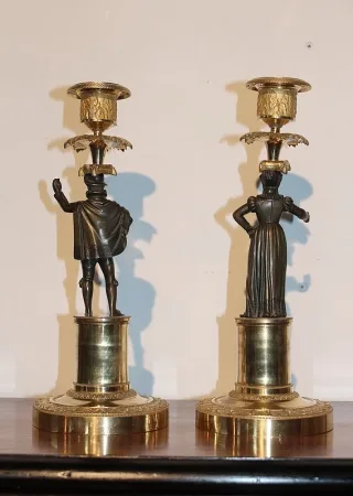 PAAR BRONZE KERZENHALTER