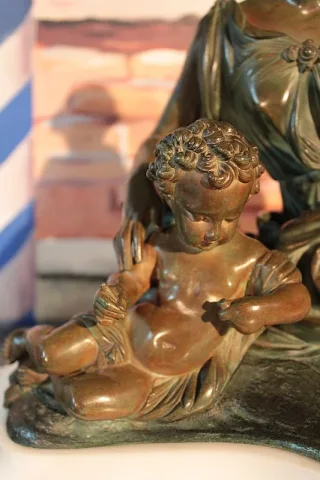 Sculpture en Bronze sur Marbre blanc Fin XIXeme