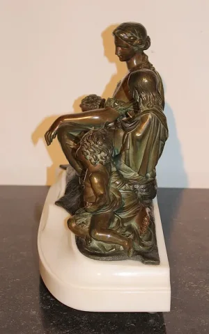 Sculpture en Bronze sur Marbre blanc Fin XIXeme